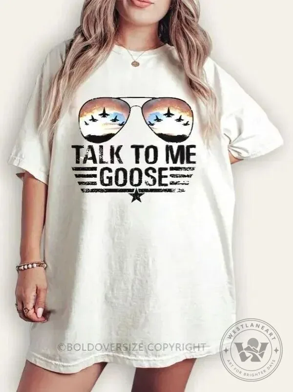 Top Gun Talk To Me Goose Aviator Sunglasses Fighter Jet Movie T-Shirt